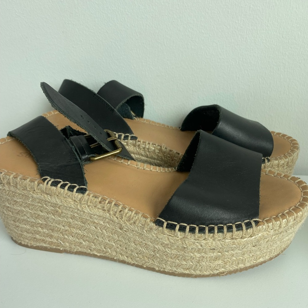 Black Soludos Espadrille Wedges